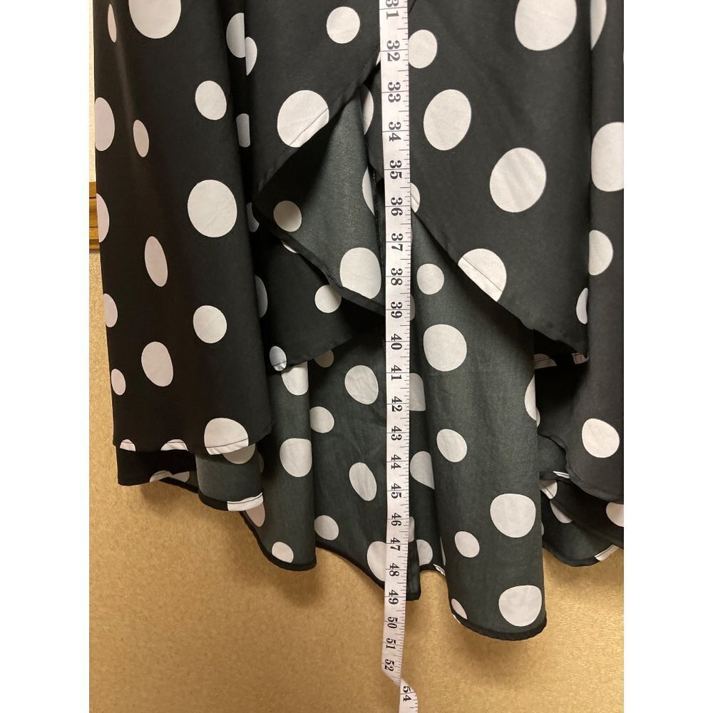 Ashley Stewart Black White Polka Dot Wrap Dress Short Sleeve Women's Size 16 - Picture 6 of 8